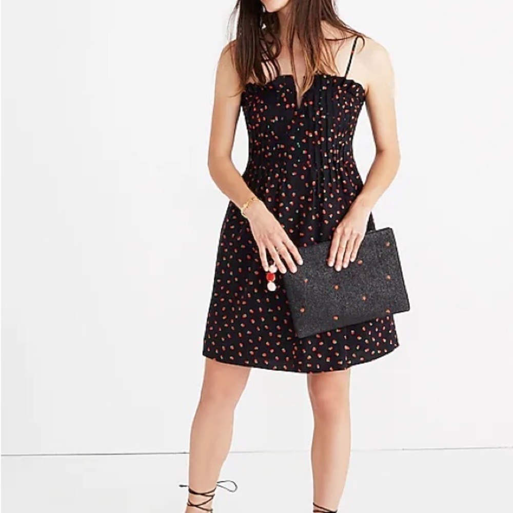 Madewell Pintuck Cami Fresh Strawberry Spaghetti Strap Mini Dress